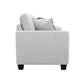 Transitional Chenille Loveseat with Soft Track Arms and Walnut Wood Trim