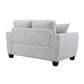 Transitional Chenille Loveseat with Soft Track Arms and Walnut Wood Trim