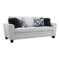 Transitional Chenille Sofa with Soft Track Arms and Walnut Wood Trim