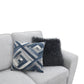 Transitional Chenille Sofa with Soft Track Arms and Walnut Wood Trim