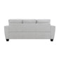 Transitional Chenille Sofa with Soft Track Arms and Walnut Wood Trim