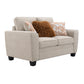 Transitional Chenille Loveseat with Soft Track Arms and Walnut Wood Trim