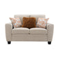 Transitional Chenille Loveseat with Soft Track Arms and Walnut Wood Trim