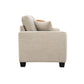 Transitional Chenille Loveseat with Soft Track Arms and Walnut Wood Trim