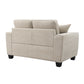 Transitional Chenille Loveseat with Soft Track Arms and Walnut Wood Trim