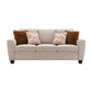 Transitional Chenille Sofa with Soft Track Arms and Walnut Wood Trim