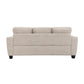 Transitional Chenille Sofa with Soft Track Arms and Walnut Wood Trim
