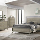 Contemporary Gray Bed with LED Wood Panel Headboard