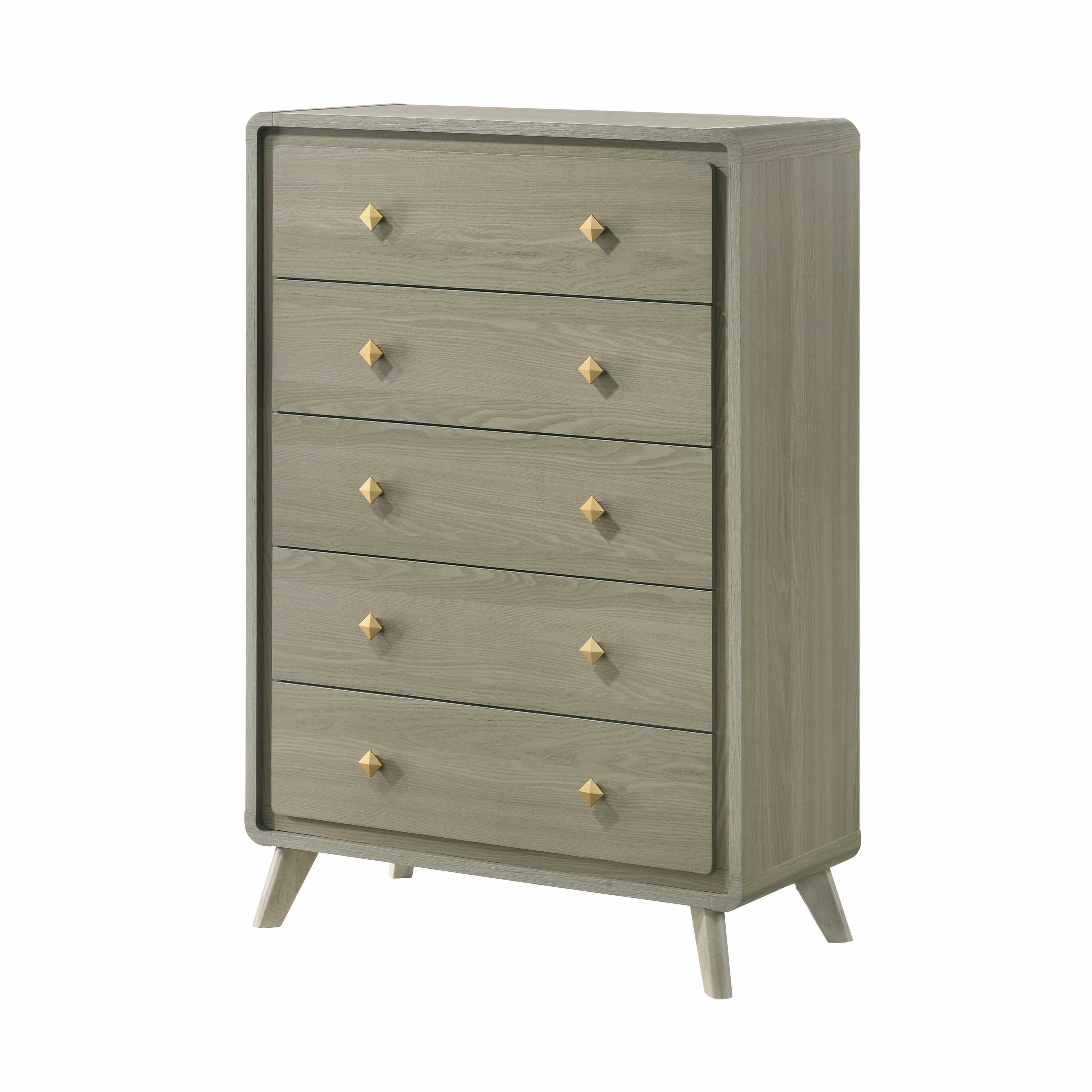 grey and gold dresser Lorenzo the Kelson utilizes gold AVAILABLE: New Hope Gray Dresser