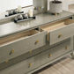 Modern Gray Rubberwood Dresser – Gold Metal Knobs and English Dovetail Drawers
