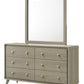 Modern Gray Rubberwood Dresser – Gold Metal Knobs and English Dovetail Drawers