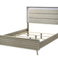 Contemporary Gray Bed with LED Wood Panel Headboard