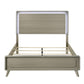 Contemporary Gray Bed with LED Wood Panel Headboard