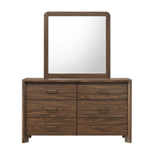 Mid-Century Modern Walnut Dresser with Optional Mirror, Solid Wood Frame & Gold Pull Handles