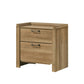 Transitional Natural Wood Nightstand with Raised Edge Top & Curved Drawer Front – Fully Assembled