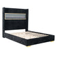 Contemporary Smart Platform Bed with 3D Fireplace LED Headboard, Bluetooth Audio, USB & TF Card Slots, Stainless Steel Frame