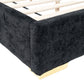 Contemporary Smart Platform Bed with 3D Fireplace LED Headboard, Bluetooth Audio, USB & TF Card Slots, Stainless Steel Frame