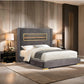 Contemporary Smart Platform Bed with 3D Fireplace LED Headboard, Bluetooth Audio, USB & TF Card Slots, Stainless Steel Frame