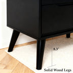 Detailed Images of the Legs in the Modern Black Wooden Nightstand