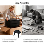 Modern Black Wooden Nightstand (Illustrative Image) - No Installation Required