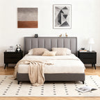 Bedroom Scene Images of the Modern Black Wooden Nightstand