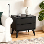Practical Scene Images of the Modern Black Wooden Nightstand