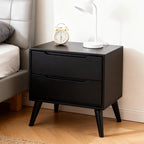 Bedside Scene Images of the Modern Black Wooden Nightstand