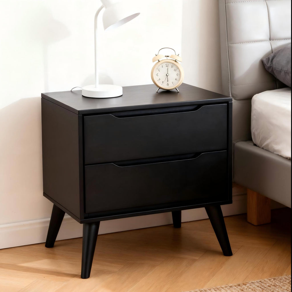 Modern Wood Nightstand-Main image in black color  