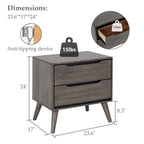 Gray-colored modern wooden Nightstand - Dimensions image