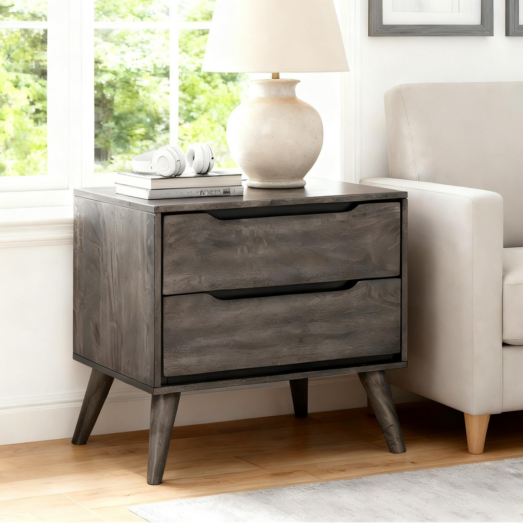 Modern Wood Nightstand-Main image in gray color  