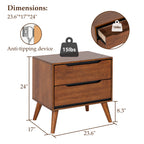 Oak-colored modern wooden Nightstand - Dimensions image