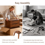 Oak-colored modern wooden nightstand (illustration image) - No installation required