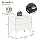 Modern  white wooden Nightstand - Dimensions image