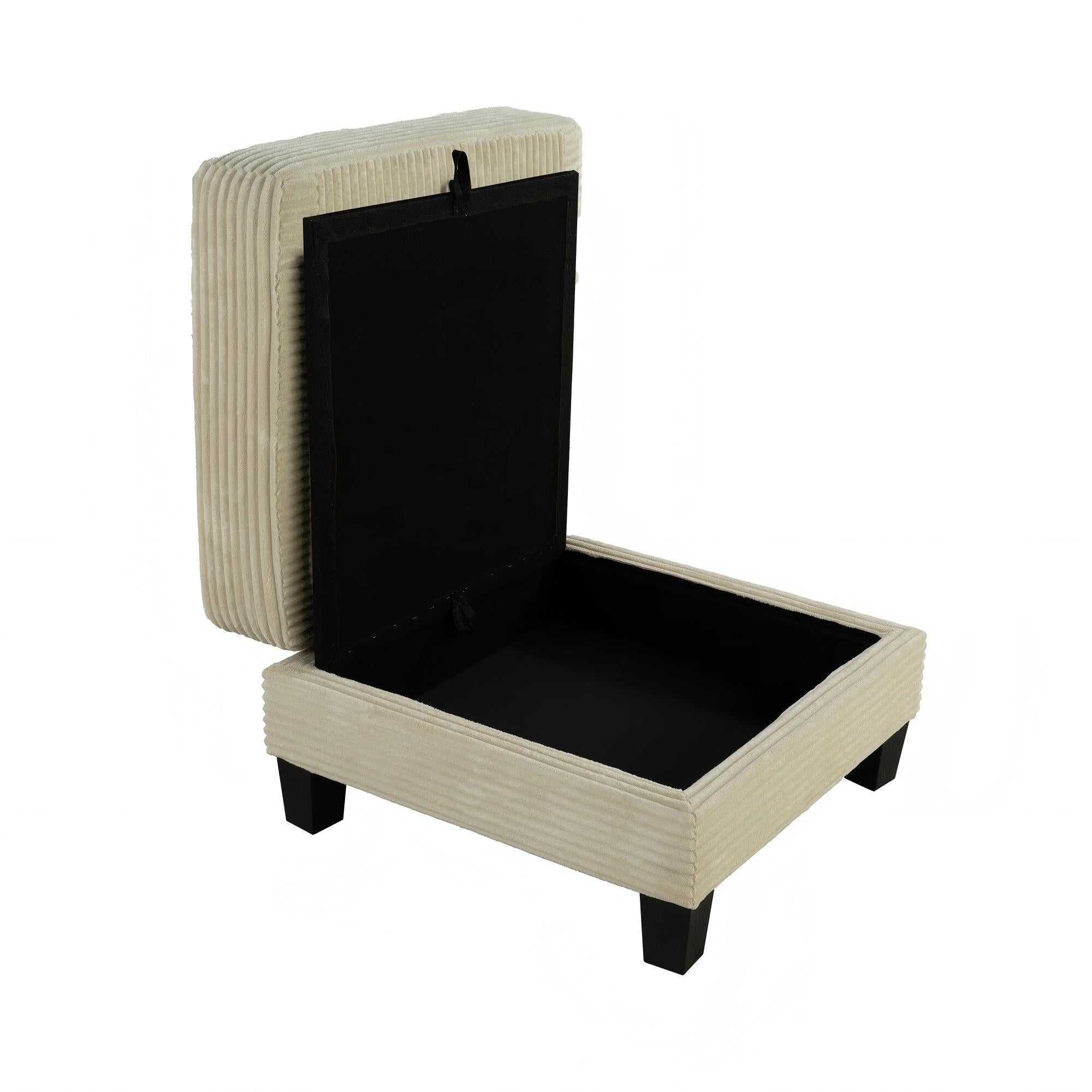 Contemporary Corduroy Storage Ottoman