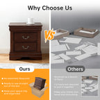 Fully Assembled Transitional Sleigh Wood Nightstand with 2 Dovetail Drawers and Metal Pulls