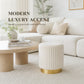 Contemporary Faux Fur Accent Stool with Gold Stainless Steel Base – Fully Assembled
