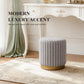 Contemporary Faux Fur Accent Stool with Gold Stainless Steel Base – Fully Assembled