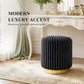 Contemporary Faux Fur Accent Stool with Gold Stainless Steel Base – Fully Assembled