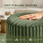 Contemporary Faux Fur Accent Stool with Gold Stainless Steel Base – Fully Assembled