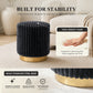 Contemporary Faux Fur Accent Stool with Gold Stainless Steel Base – Fully Assembled