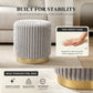Contemporary Faux Fur Accent Stool with Gold Stainless Steel Base – Fully Assembled