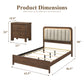 Mid-Century Modern Walnut 3-Piece Bedroom Set with Upholstered LED Platform Bed & 2 USB Charging Nightstands