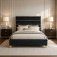 Modern Upholstered Bed with Stainless Steel Accents, Fully Upholstered Platform Bed, Mattress Ready