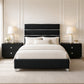 Modern Upholstered Bed with Stainless Steel Accents, Fully Upholstered Platform Bed, Mattress Ready