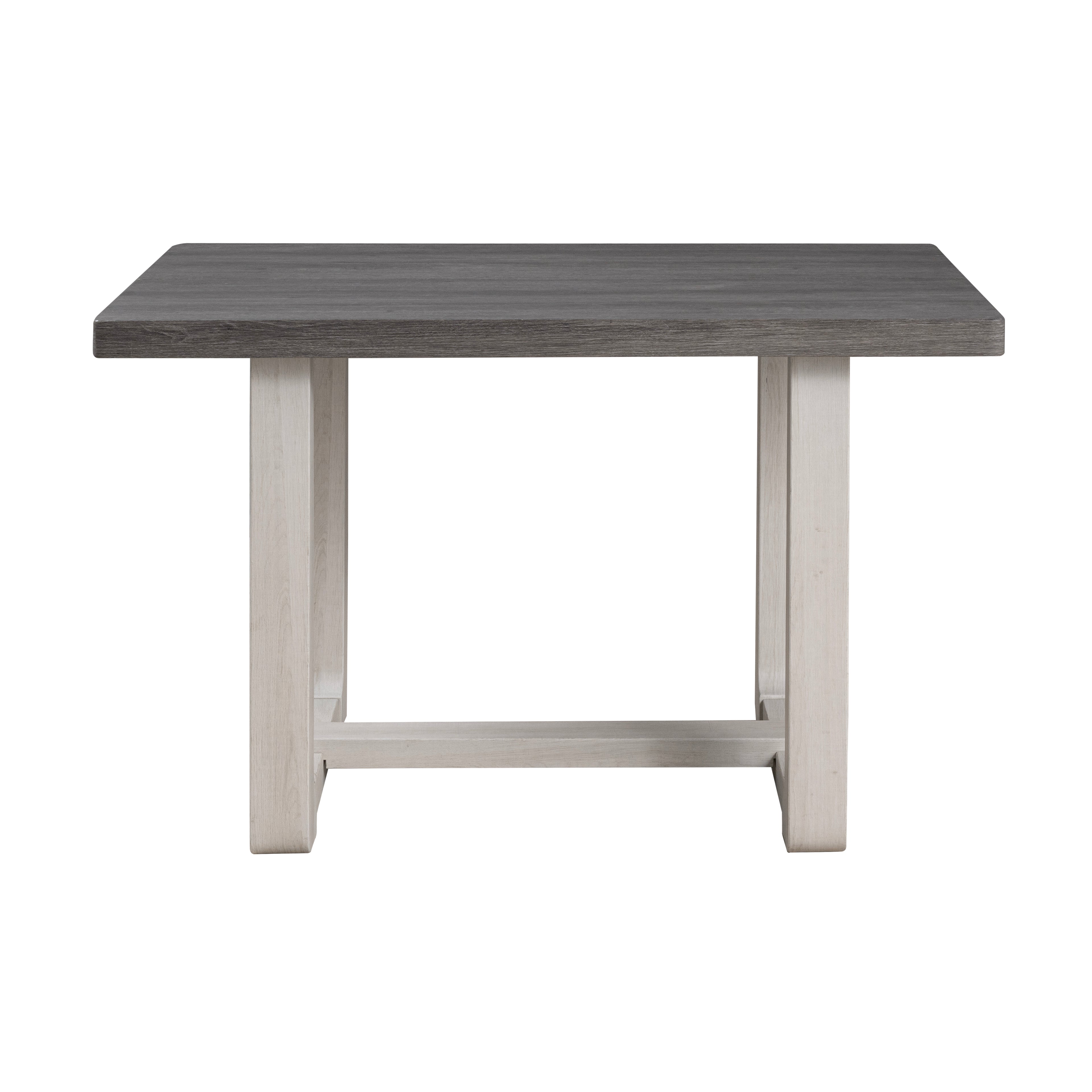 Transitional Dining Table with Trestle Base and Solid Wood Look