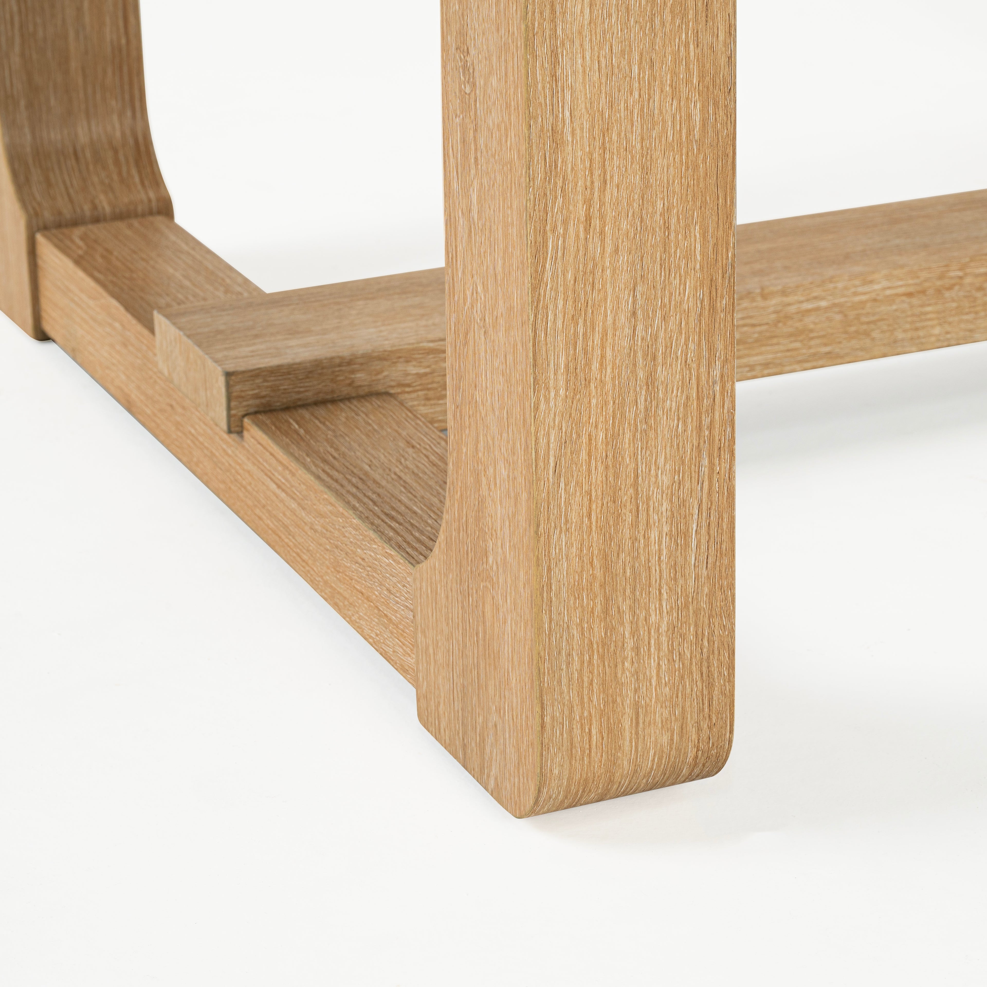 Transitional Dining Table with Trestle Base and Solid Wood Look