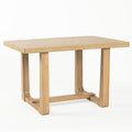 Transitional Dining Table with Trestle Base and Solid Wood Look