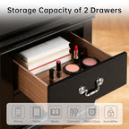 Fully Assembled Transitional Sleigh Wood Nightstand with 2 Dovetail Drawers and Metal Pulls