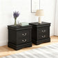 Fully Assembled Transitional Sleigh Wood Nightstand with 2 Dovetail Drawers and Metal Pulls