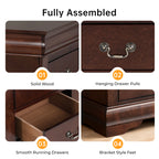 Fully Assembled Transitional Sleigh Wood Nightstand with 2 Dovetail Drawers and Metal Pulls